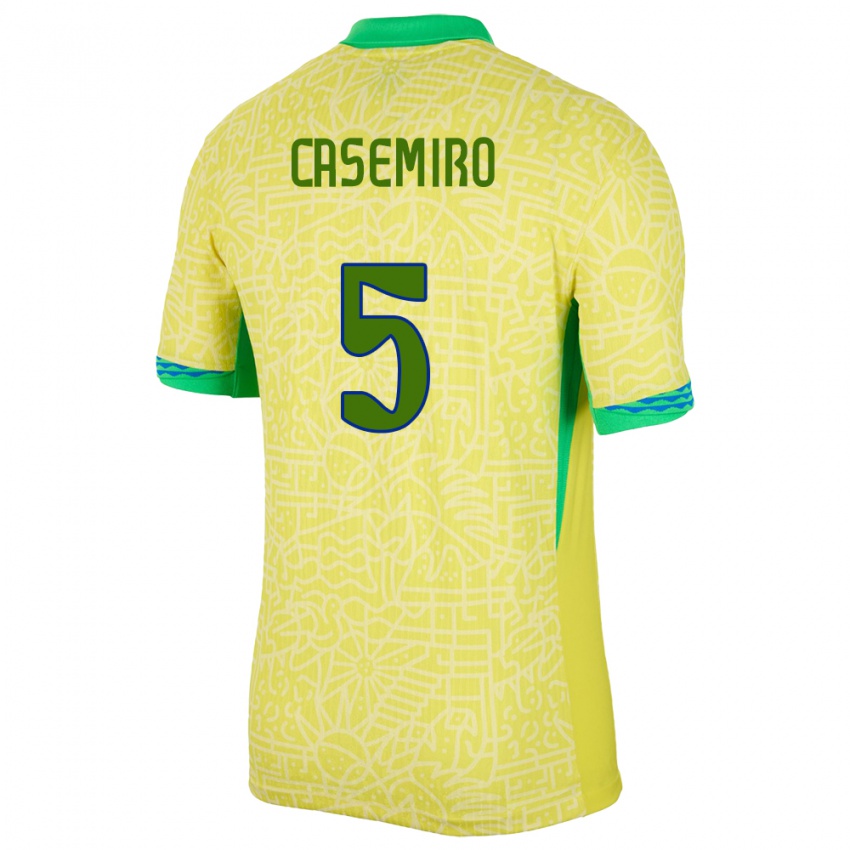 Niño Camiseta Brasil Casemiro #5 Amarillo 1ª Equipación 24-26 La Camisa