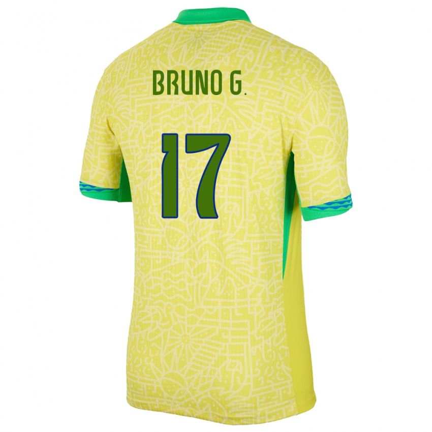 Niño Camiseta Brasil Bruno Guimaraes #17 Amarillo 1ª Equipación 24-26 La Camisa