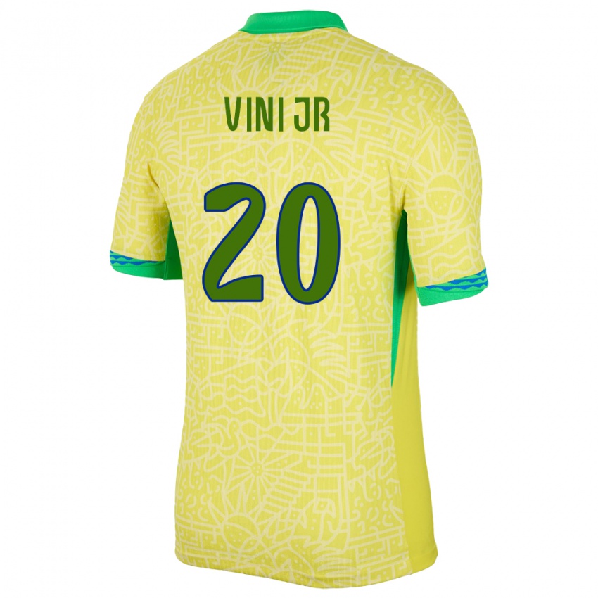 Niño Camiseta Brasil Vinicius Junior #20 Amarillo 1ª Equipación 24-26 La Camisa
