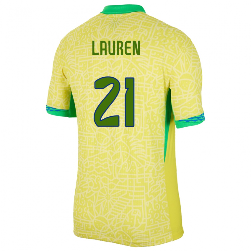 Niño Camiseta Brasil Lauren Costa #21 Amarillo 1ª Equipación 24-26 La Camisa