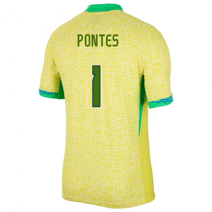 Niño Camiseta Brasil Mycael Pontes #1 Amarillo 1ª Equipación 24-26 La Camisa