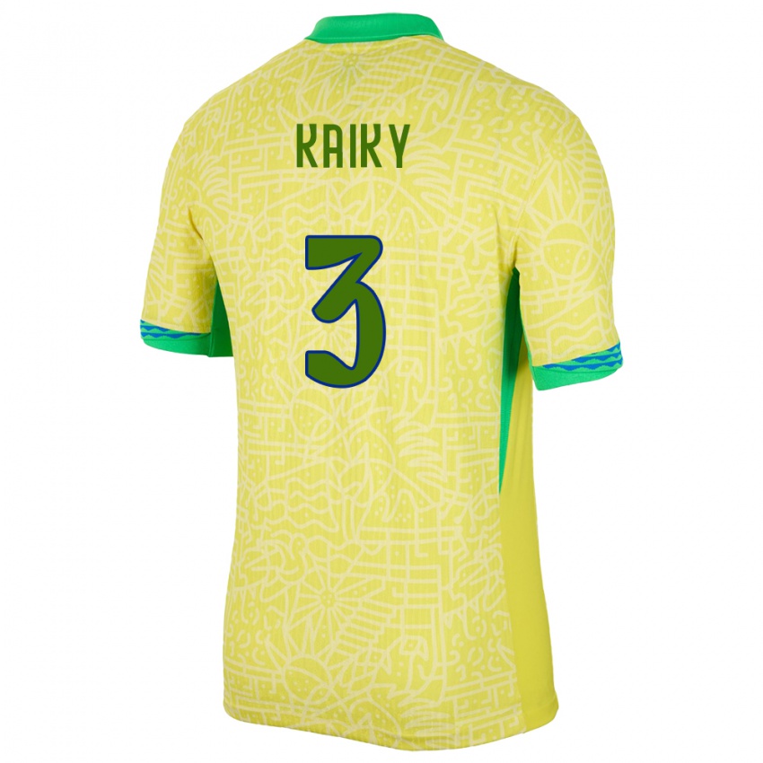 Niño Camiseta Brasil Kaiky #3 Amarillo 1ª Equipación 24-26 La Camisa