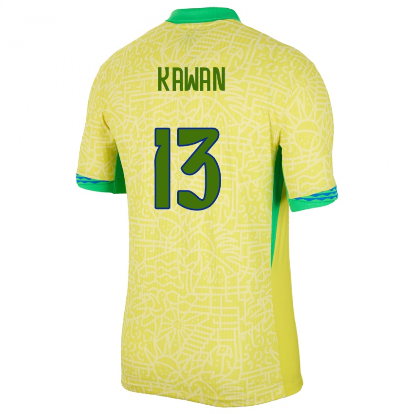 Niño Camiseta Brasil Lucas Kawan #13 Amarillo 1ª Equipación 24-26 La Camisa