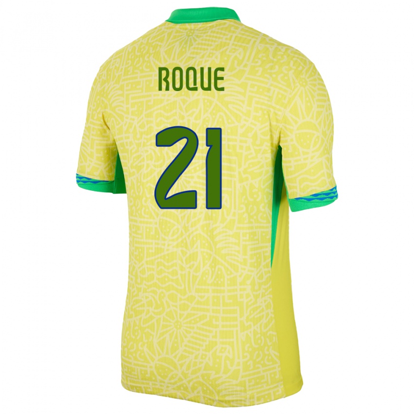 Niño Camiseta Brasil Vitor Roque #21 Amarillo 1ª Equipación 24-26 La Camisa