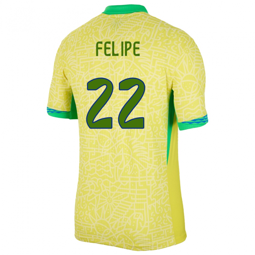 Niño Camiseta Brasil Cayo Felipe #22 Amarillo 1ª Equipación 24-26 La Camisa