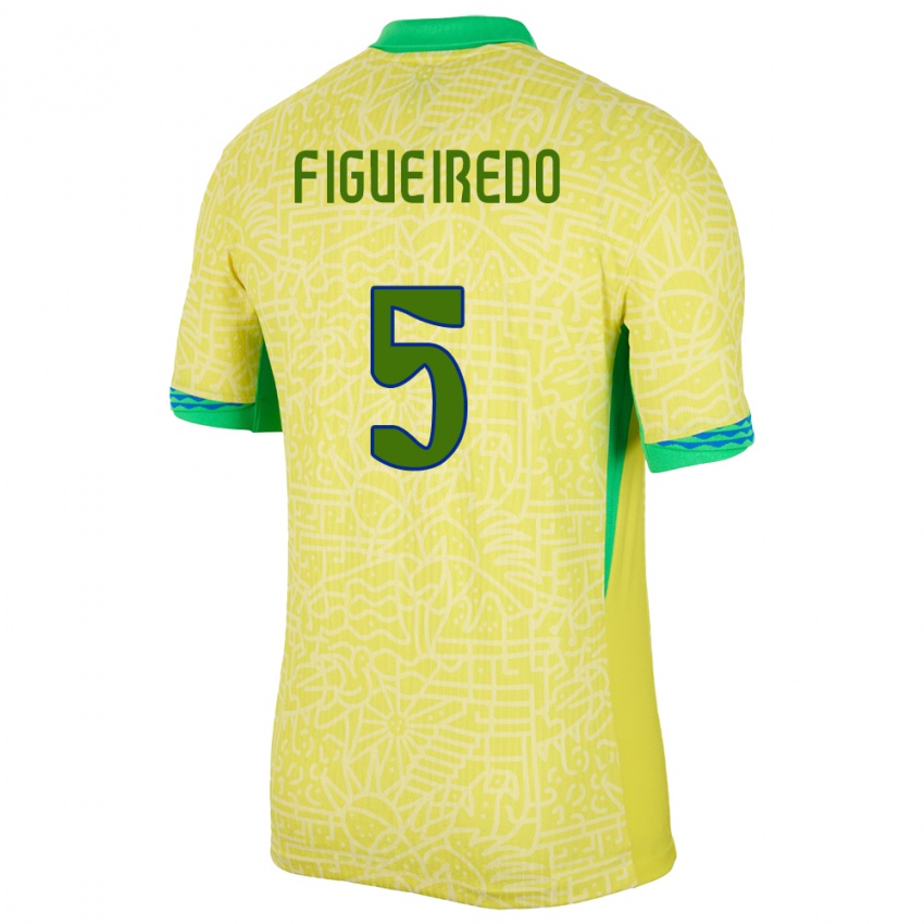 Niño Camiseta Brasil Vitor Figueiredo #5 Amarillo 1ª Equipación 24-26 La Camisa
