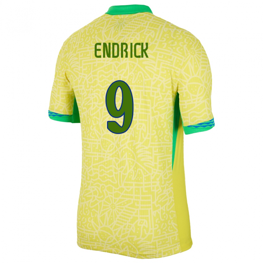 Niño Camiseta Brasil Endrick #9 Amarillo 1ª Equipación 24-26 La Camisa