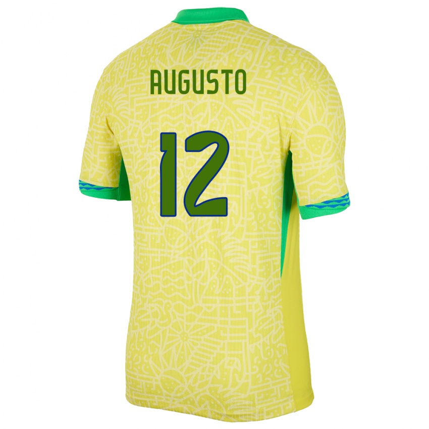 Niño Camiseta Brasil Cesar Augusto #12 Amarillo 1ª Equipación 24-26 La Camisa