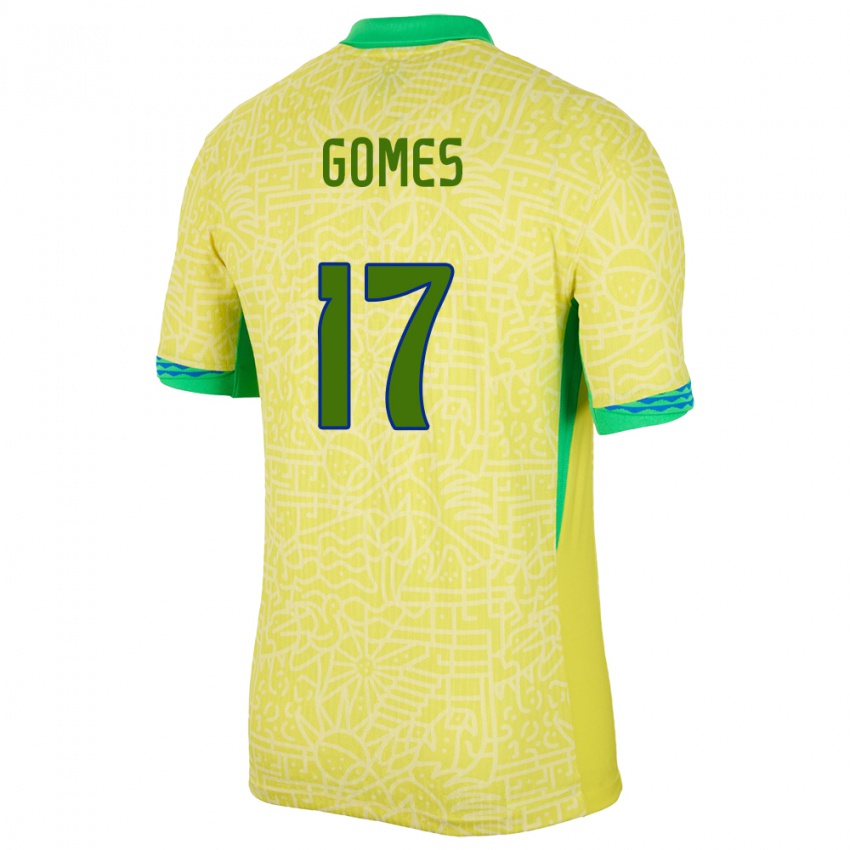 Niño Camiseta Brasil William Gomes #17 Amarillo 1ª Equipación 24-26 La Camisa