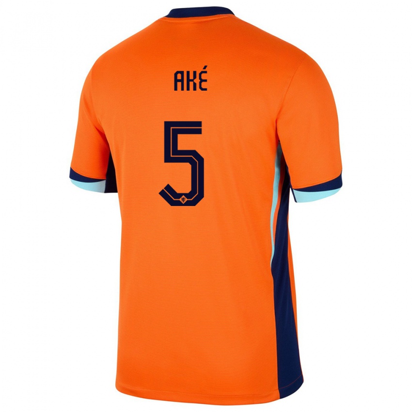 Niño Camiseta Países Bajos Nathan Ake #5 Naranja 1ª Equipación 24-26 La Camisa