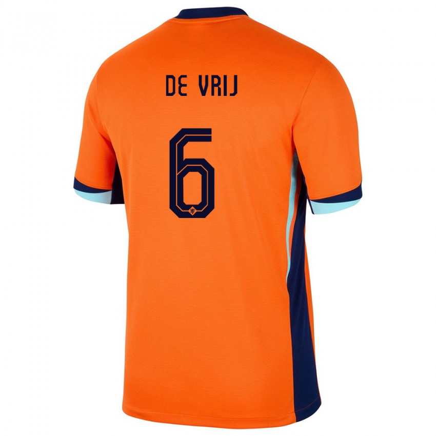 Niño Camiseta Países Bajos Stefan De Vrij #6 Naranja 1ª Equipación 24-26 La Camisa
