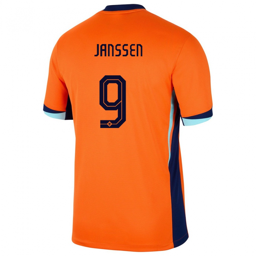Niño Camiseta Países Bajos Vincent Janssen #9 Naranja 1ª Equipación 24-26 La Camisa