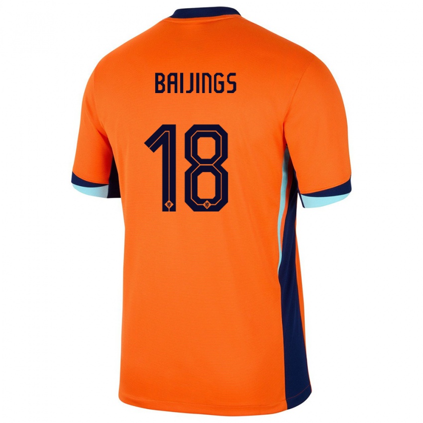 Niño Camiseta Países Bajos Jill Baijings #18 Naranja 1ª Equipación 24-26 La Camisa