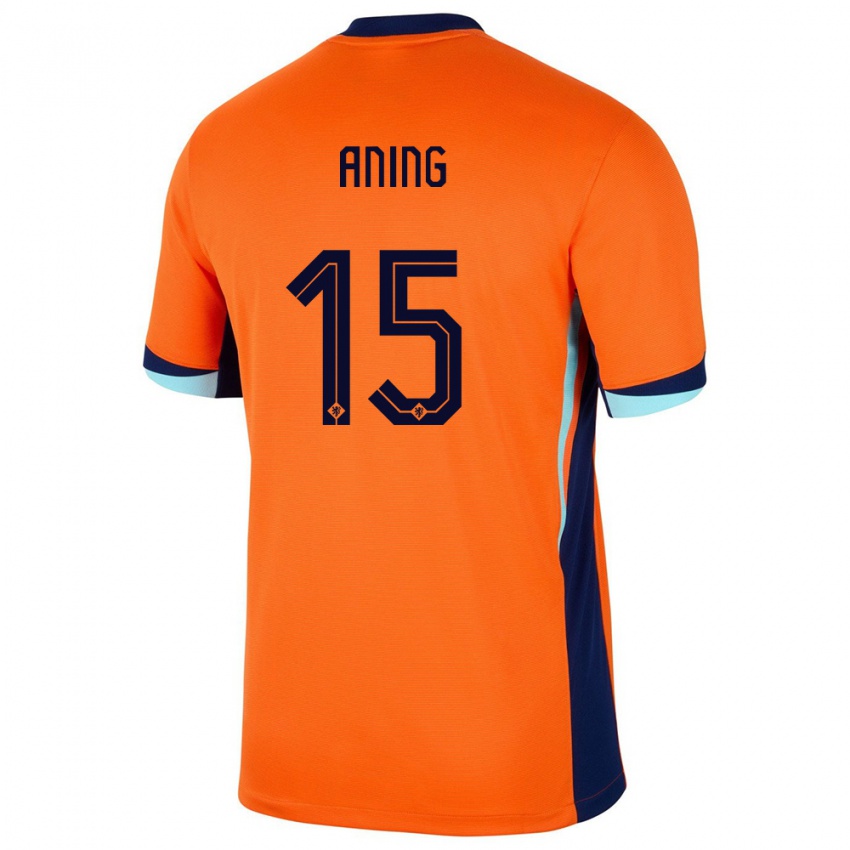 Niño Camiseta Países Bajos Prince Aning #15 Naranja 1ª Equipación 24-26 La Camisa