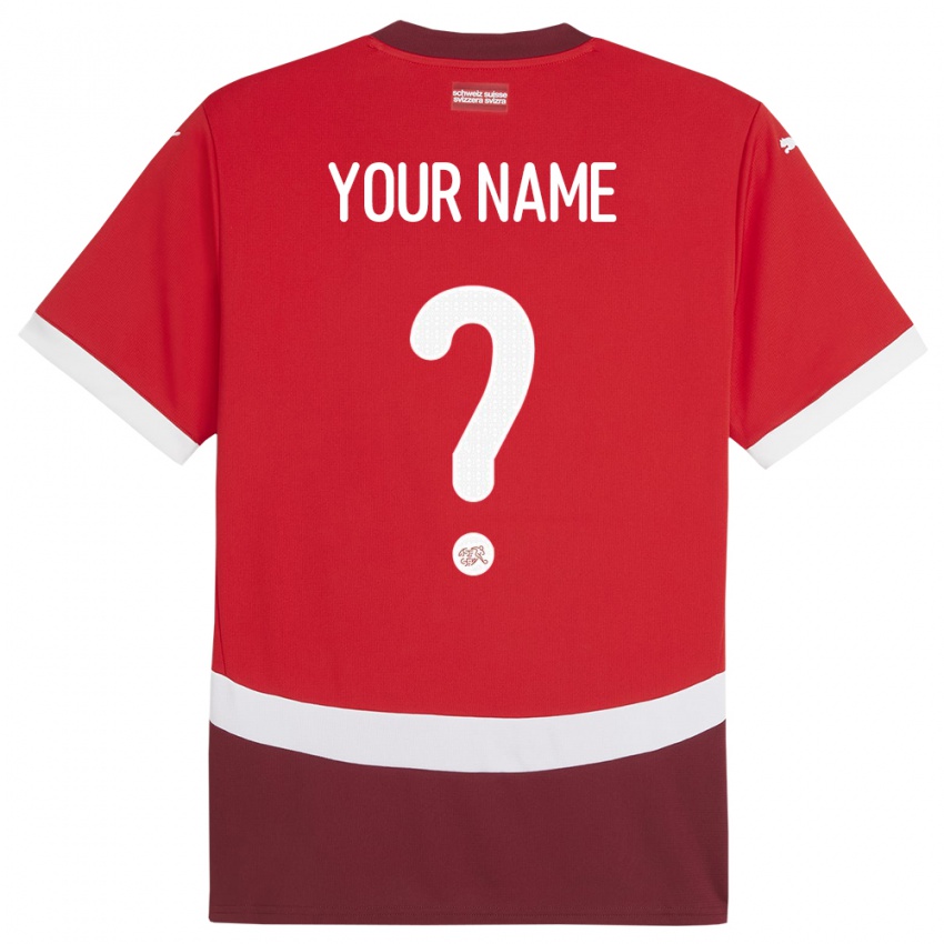 Niño Camiseta Suiza Su Nombre #0 Rojo 1ª Equipación 24-26 La Camisa