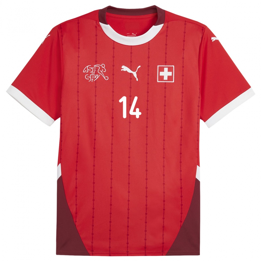 Niño Camiseta Suiza Steven Zuber #14 Rojo 1ª Equipación 24-26 La Camisa