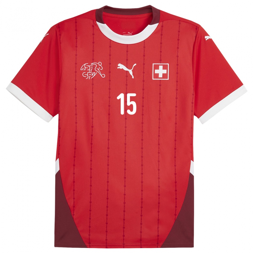Niño Camiseta Suiza Djibril Sow #15 Rojo 1ª Equipación 24-26 La Camisa
