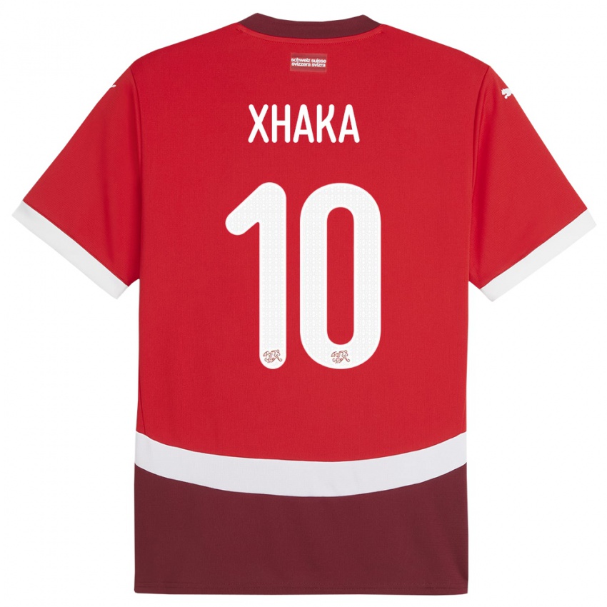 Niño Camiseta Suiza Granit Xhaka #10 Rojo 1ª Equipación 24-26 La Camisa