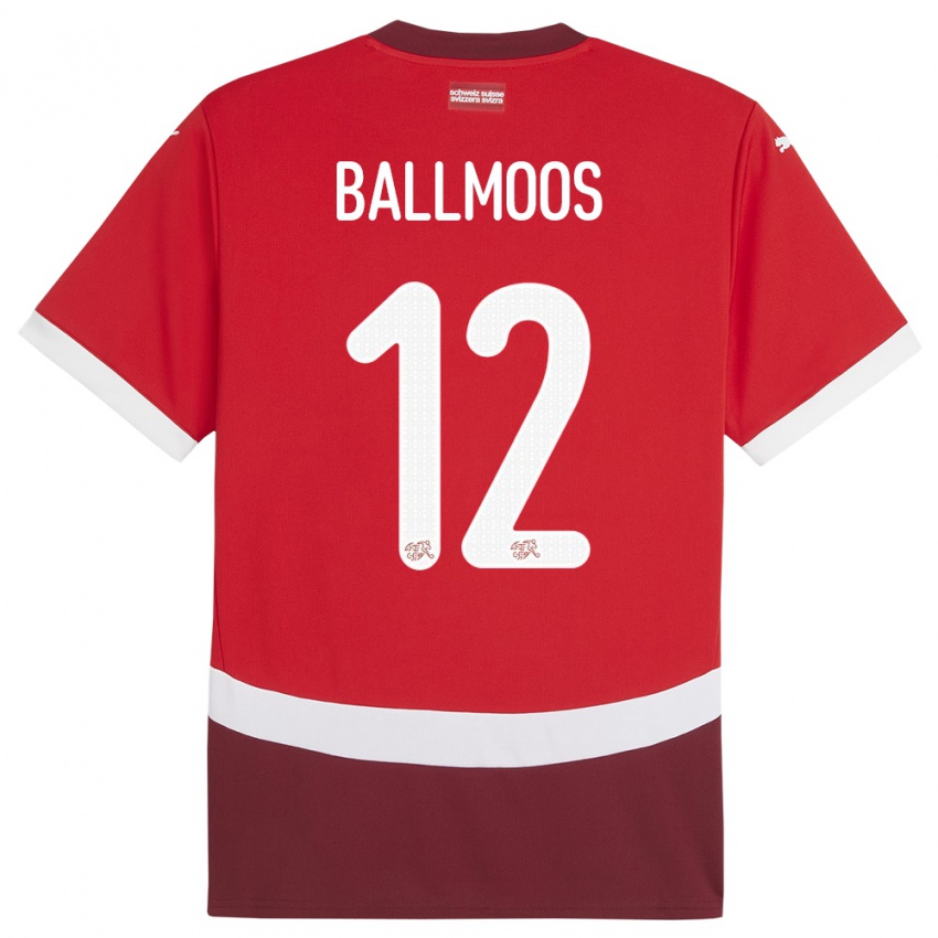 Niño Camiseta Suiza David Von Ballmoos #12 Rojo 1ª Equipación 24-26 La Camisa