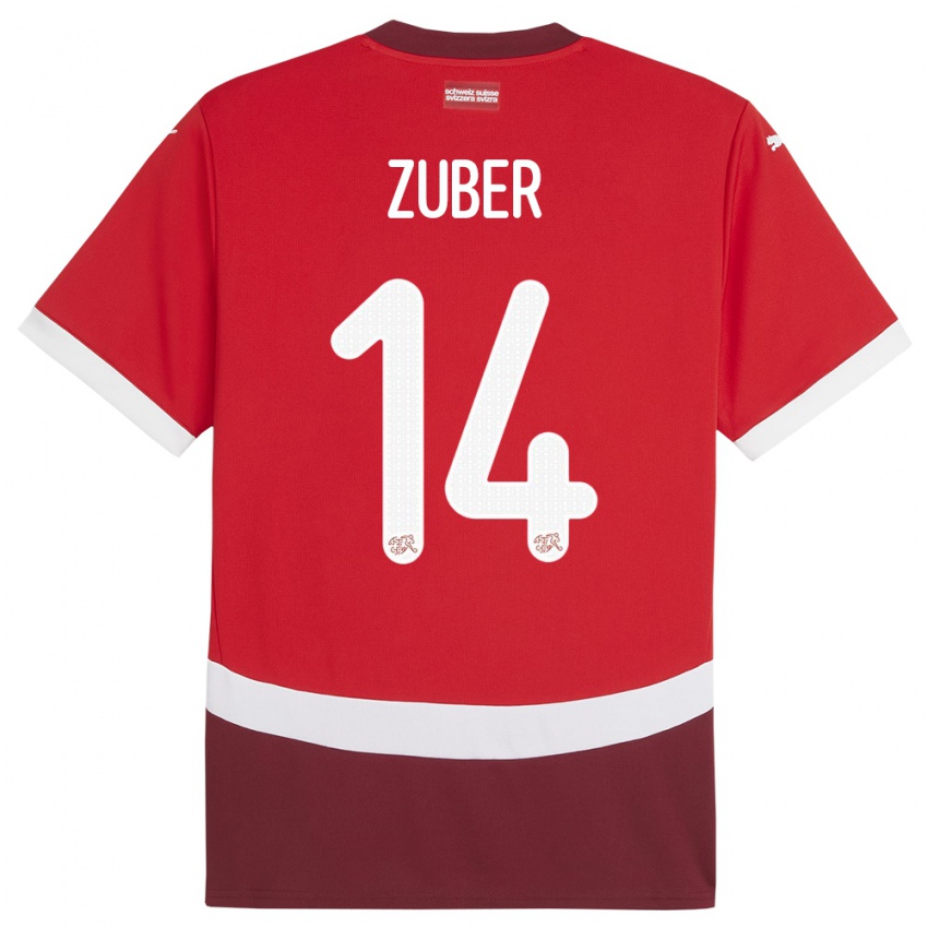 Niño Camiseta Suiza Steven Zuber #14 Rojo 1ª Equipación 24-26 La Camisa