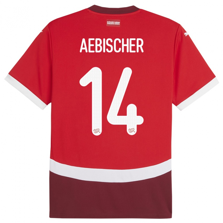 Niño Camiseta Suiza Michel Aebischer #14 Rojo 1ª Equipación 24-26 La Camisa