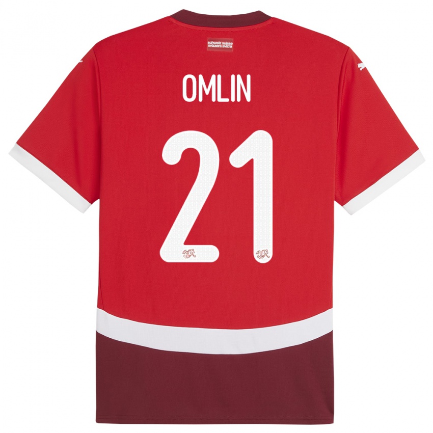 Niño Camiseta Suiza Jonas Omlin #21 Rojo 1ª Equipación 24-26 La Camisa
