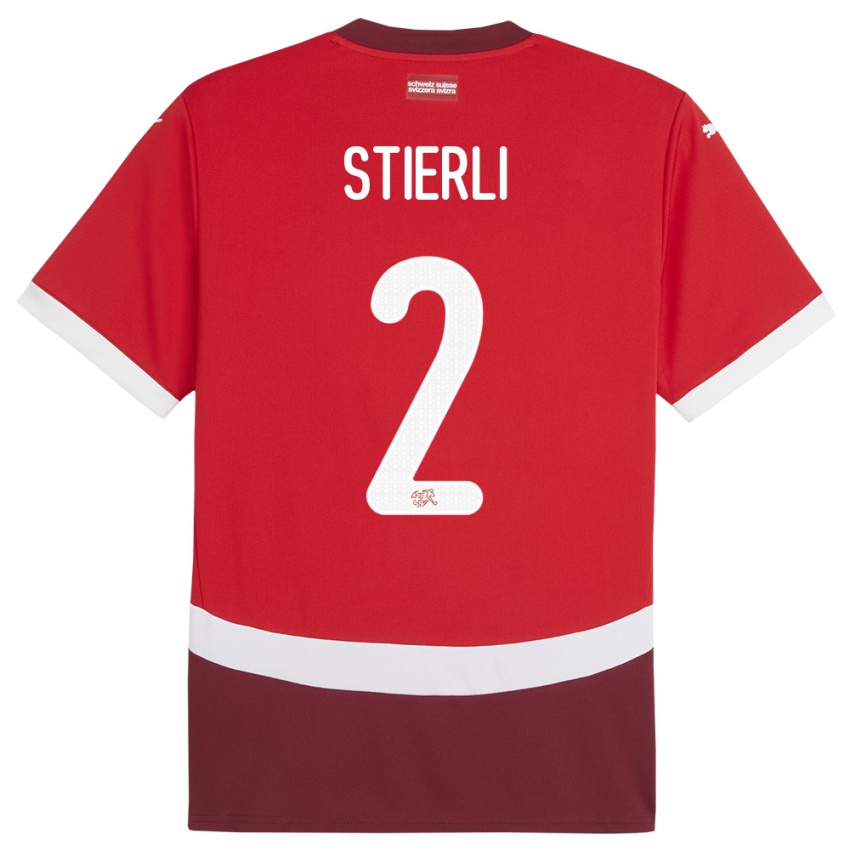 Niño Camiseta Suiza Julia Stierli #2 Rojo 1ª Equipación 24-26 La Camisa