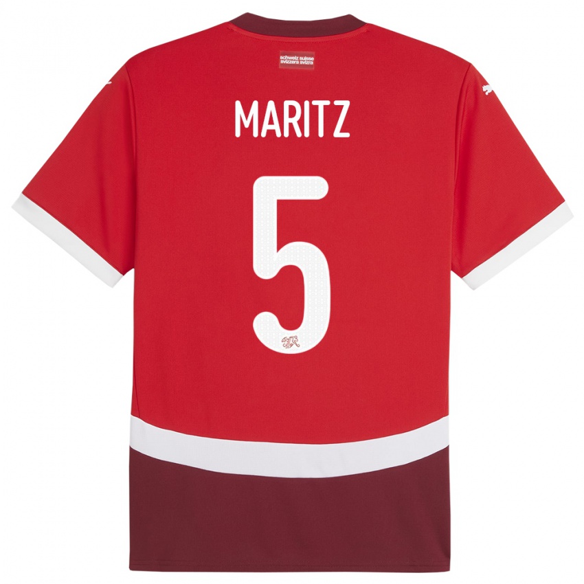 Niño Camiseta Suiza Noelle Maritz #5 Rojo 1ª Equipación 24-26 La Camisa