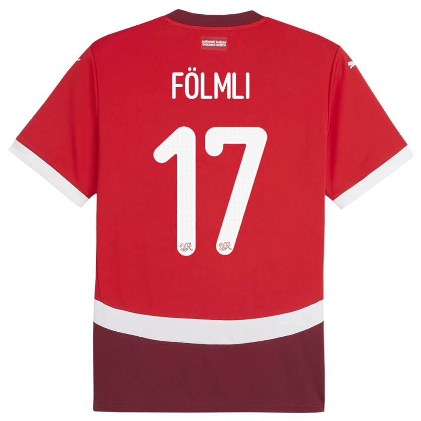 Niño Camiseta Suiza Svenja Folmli #17 Rojo 1ª Equipación 24-26 La Camisa