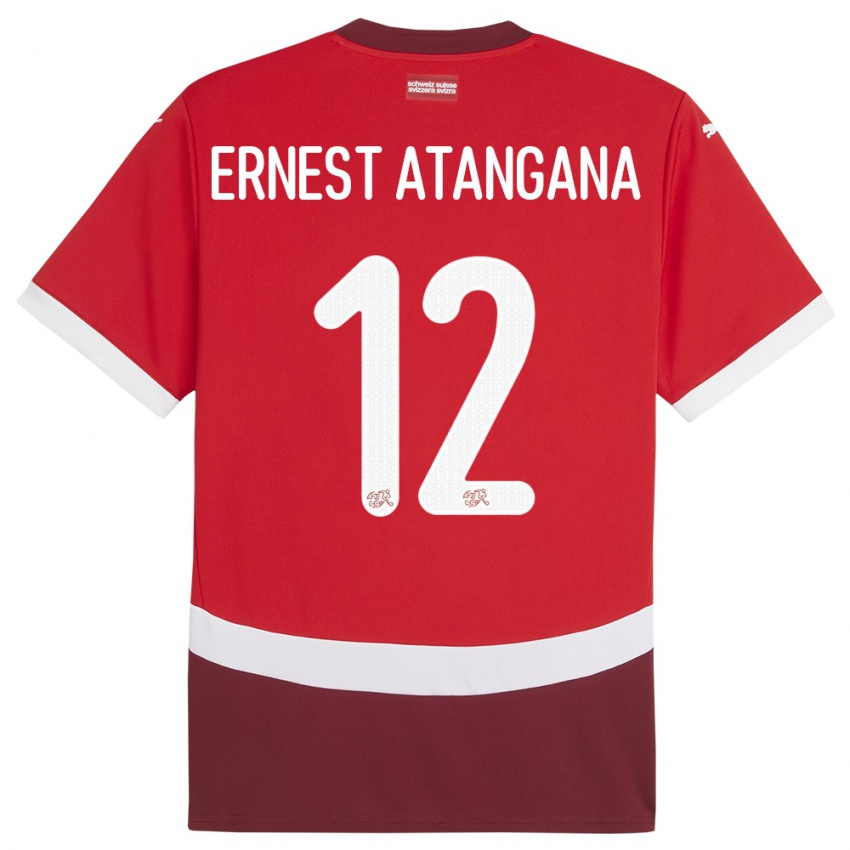 Niño Camiseta Suiza Brian Ernest Atangana #12 Rojo 1ª Equipación 24-26 La Camisa