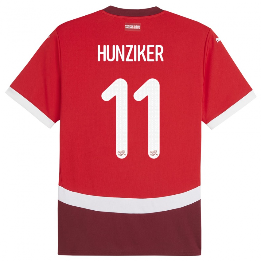 Niño Camiseta Suiza Andrin Hunziker #11 Rojo 1ª Equipación 24-26 La Camisa