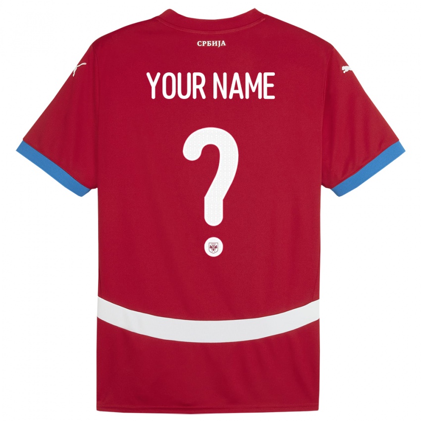 Niño Camiseta Serbia Su Nombre #0 Rojo 1ª Equipación 24-26 La Camisa