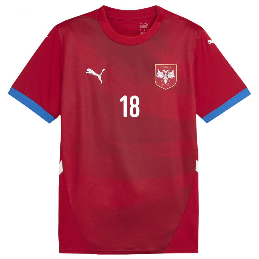 Niño Camiseta Serbia Kosta Nedeljkovic #18 Rojo 1ª Equipación 24-26 La Camisa
