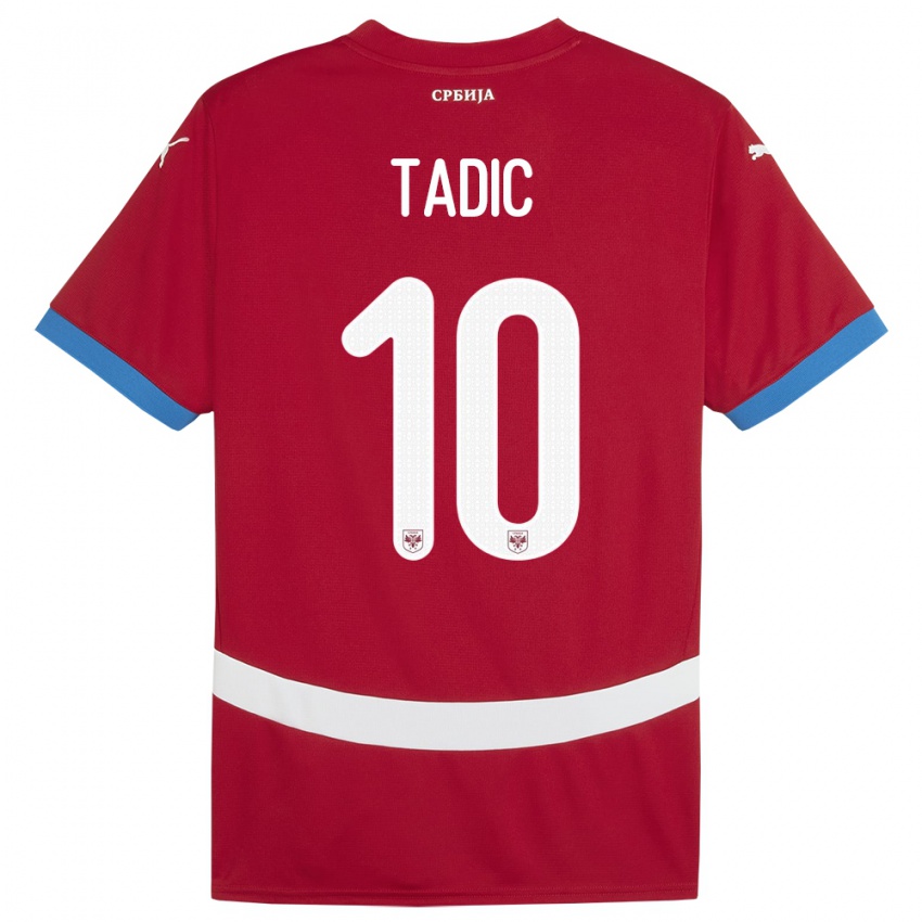 Niño Camiseta Serbia Dusan Tadic #10 Rojo 1ª Equipación 24-26 La Camisa