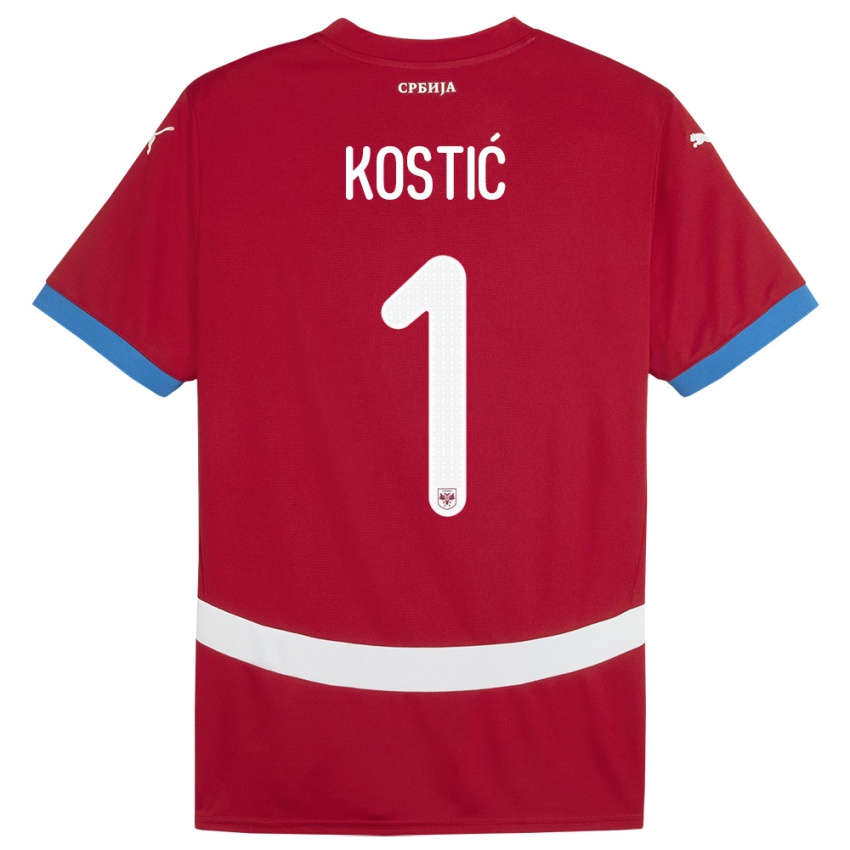 Niño Camiseta Serbia Milica Kostic #1 Rojo 1ª Equipación 24-26 La Camisa