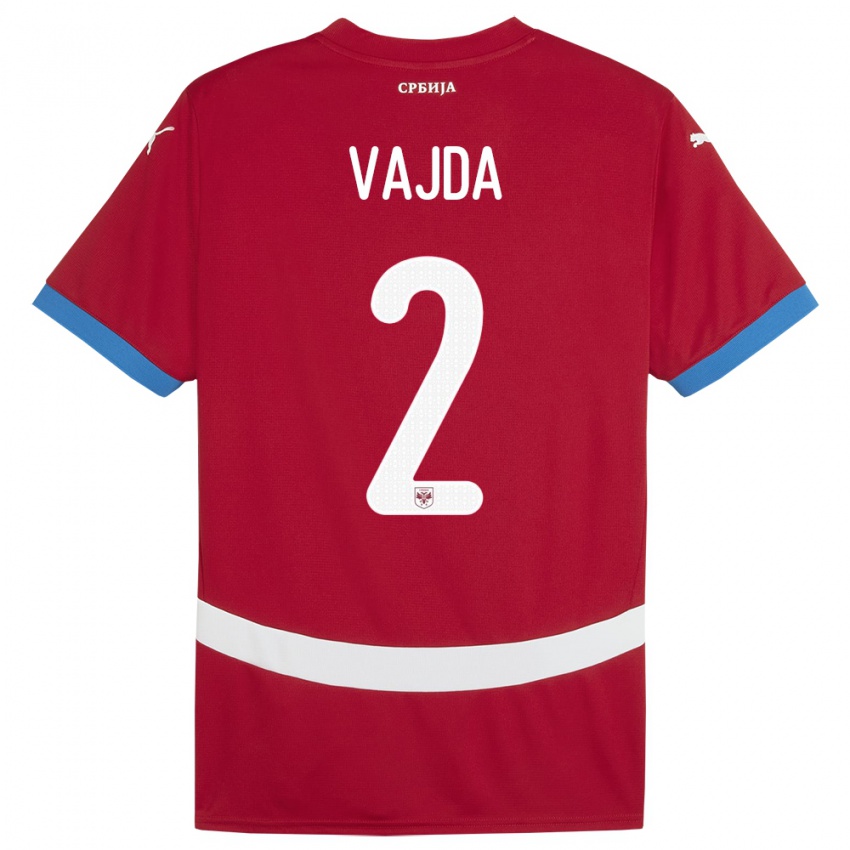 Niño Camiseta Serbia Orsoja Vajda #2 Rojo 1ª Equipación 24-26 La Camisa