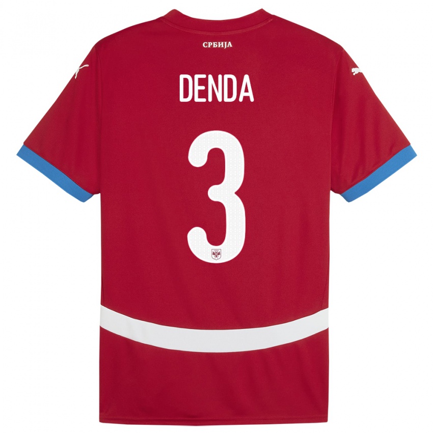 Niño Camiseta Serbia Milica Denda #3 Rojo 1ª Equipación 24-26 La Camisa