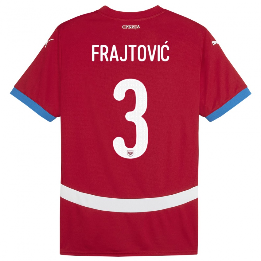 Niño Camiseta Serbia Andela Frajtovic #3 Rojo 1ª Equipación 24-26 La Camisa