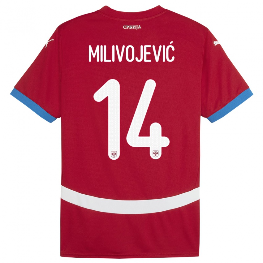 Niño Camiseta Serbia Vesna Milivojevic #14 Rojo 1ª Equipación 24-26 La Camisa