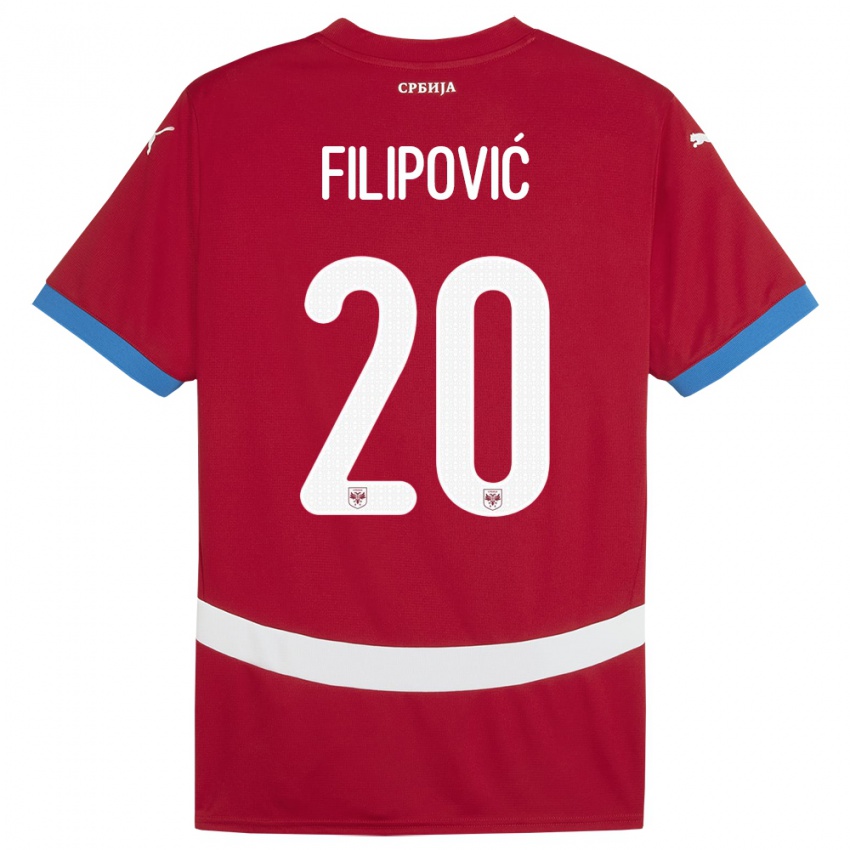 Niño Camiseta Serbia Tijana Filipovic #20 Rojo 1ª Equipación 24-26 La Camisa