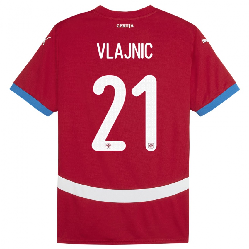 Niño Camiseta Serbia Tyla Jay Vlajnic #21 Rojo 1ª Equipación 24-26 La Camisa