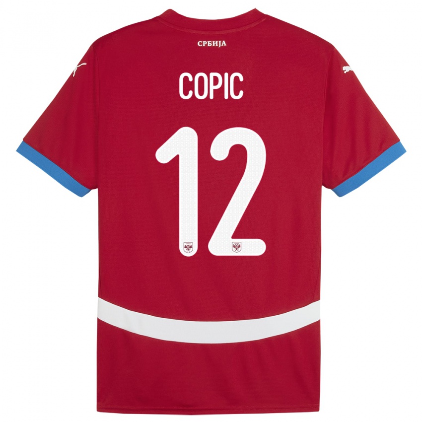 Niño Camiseta Serbia Marko Copic #12 Rojo 1ª Equipación 24-26 La Camisa