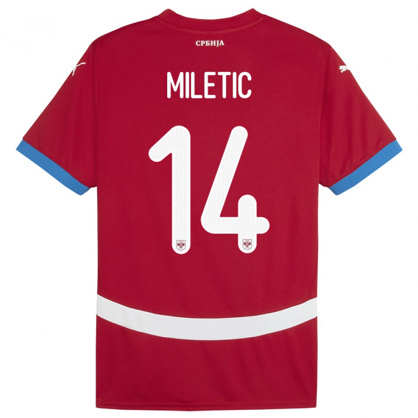 Niño Camiseta Serbia Vladimir Miletic #14 Rojo 1ª Equipación 24-26 La Camisa