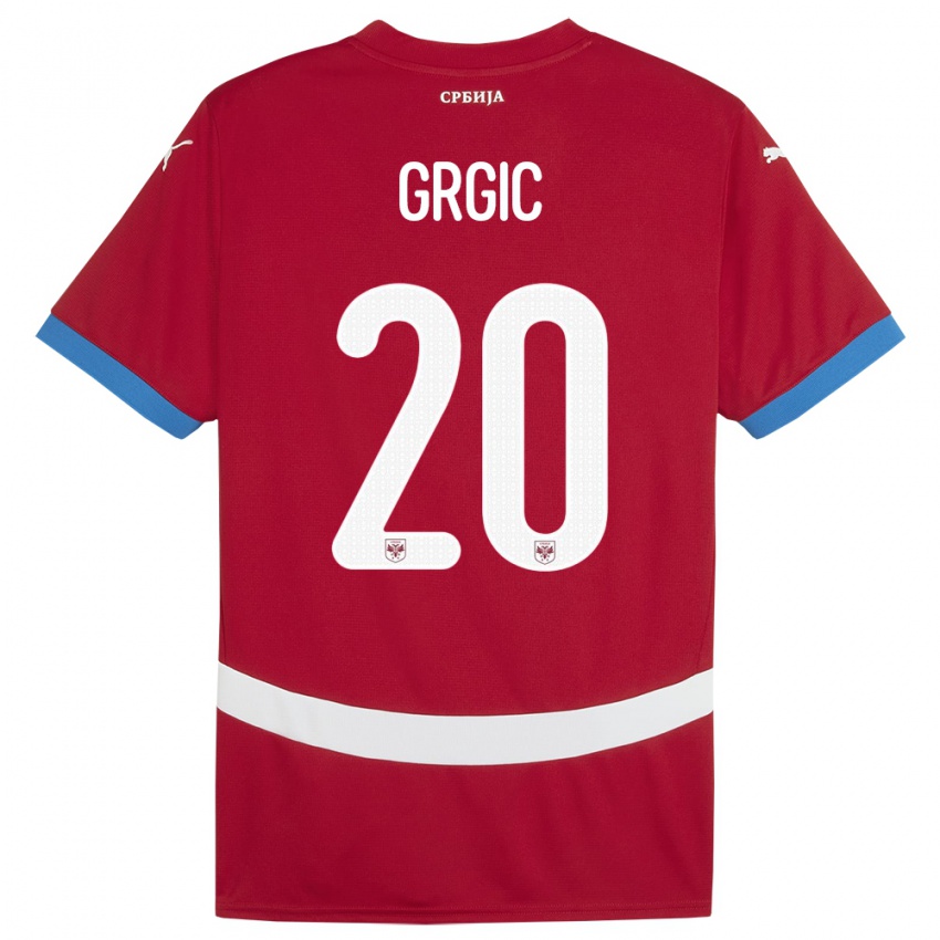 Niño Camiseta Serbia Dario Grgic #20 Rojo 1ª Equipación 24-26 La Camisa