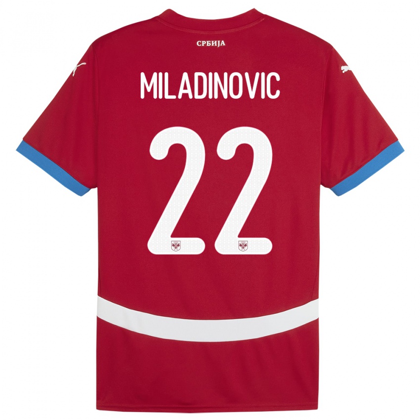 Niño Camiseta Serbia Igor Miladinovic #22 Rojo 1ª Equipación 24-26 La Camisa