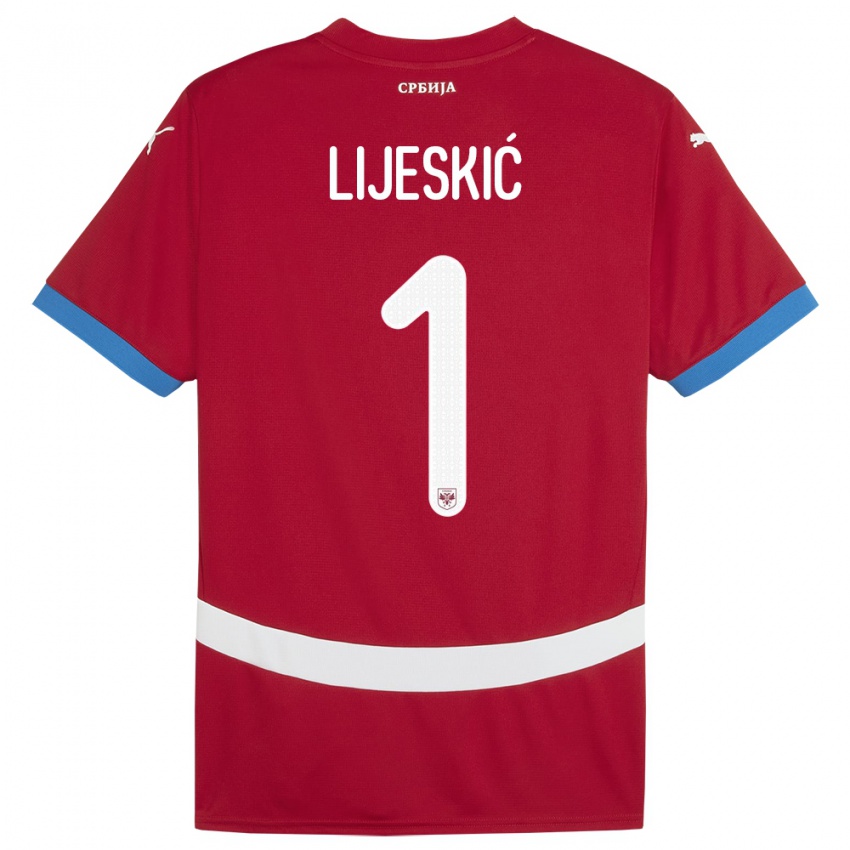 Niño Camiseta Serbia Luka Lijeskic #1 Rojo 1ª Equipación 24-26 La Camisa