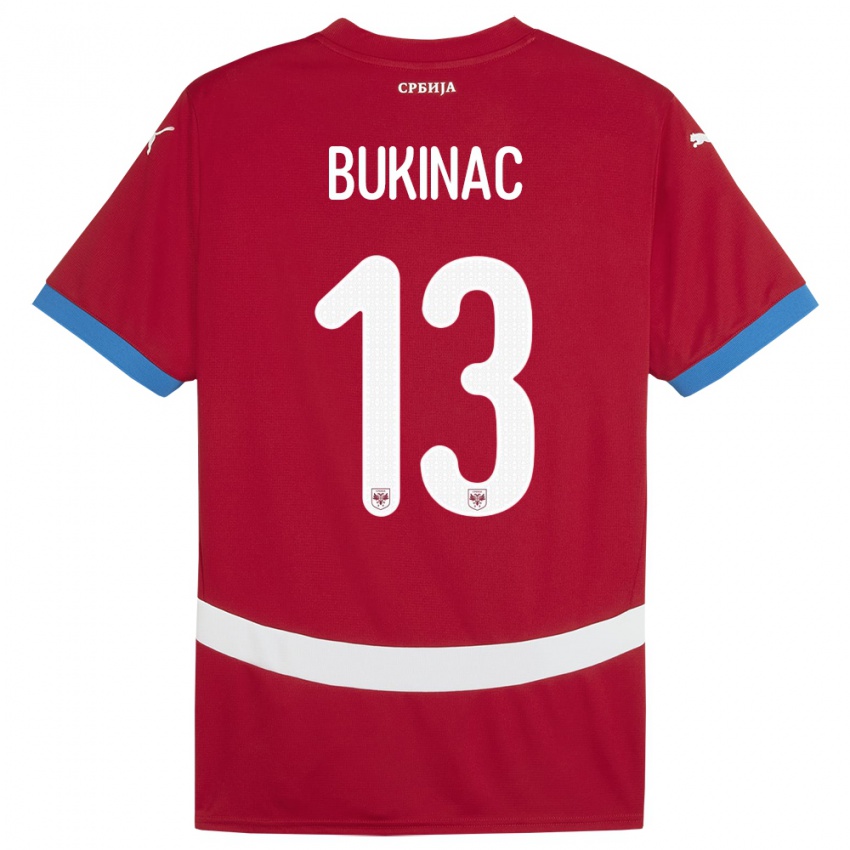 Niño Camiseta Serbia Stefan Bukinac #13 Rojo 1ª Equipación 24-26 La Camisa