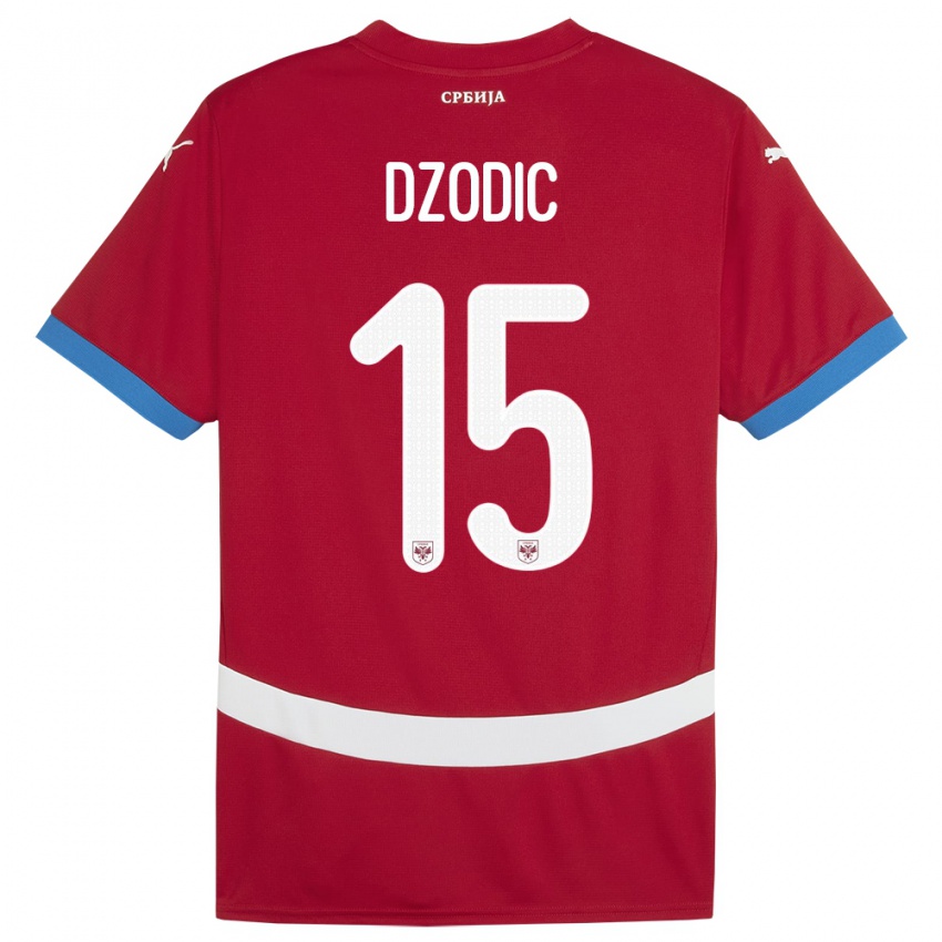 Niño Camiseta Serbia Stefan Dzodic #15 Rojo 1ª Equipación 24-26 La Camisa