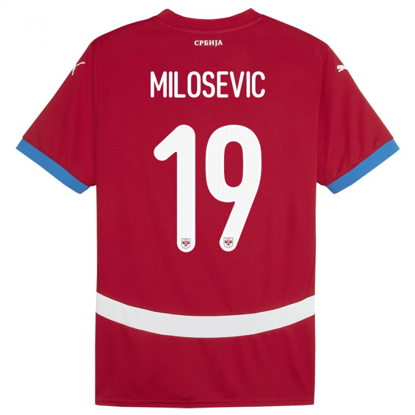 Niño Camiseta Serbia Jovan Milosevic #19 Rojo 1ª Equipación 24-26 La Camisa