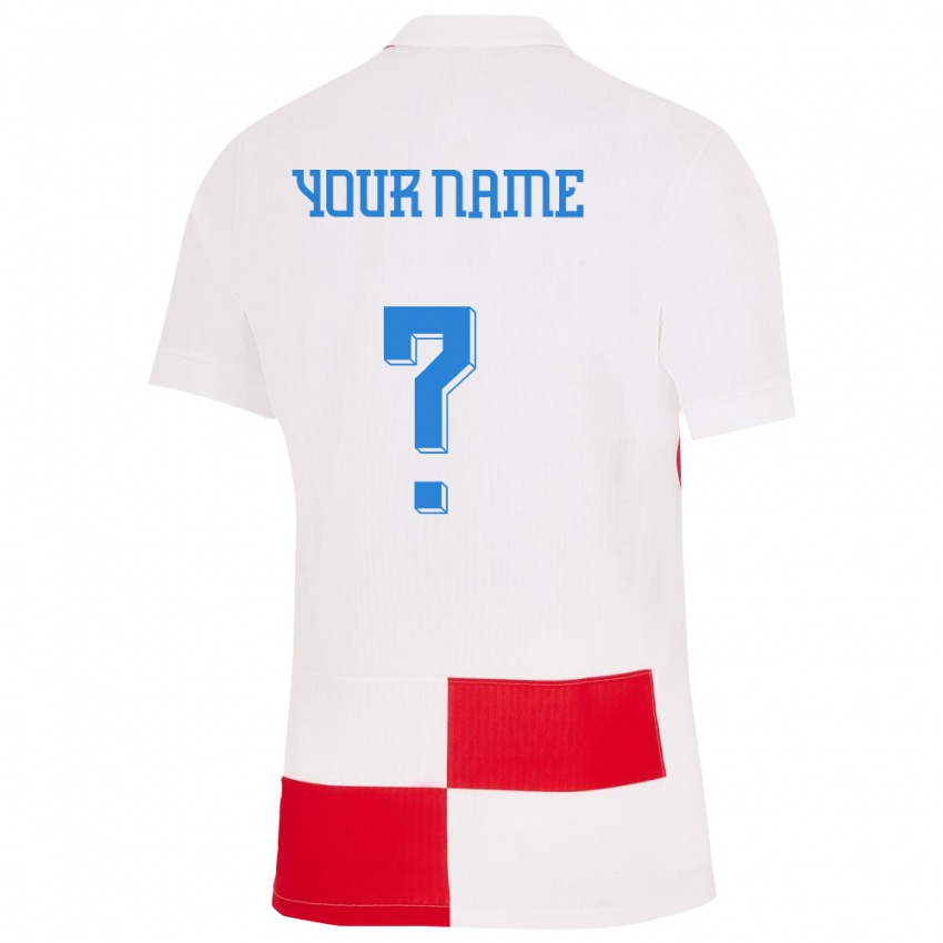 Niño Camiseta Croacia Su Nombre #0 Blanco Rojo 1ª Equipación 24-26 La Camisa